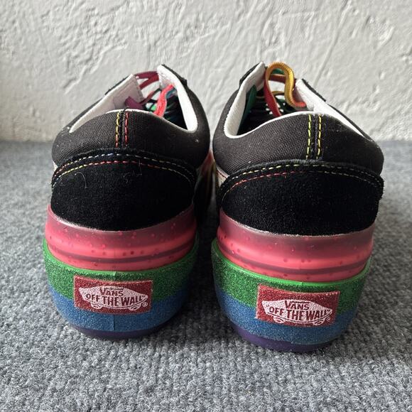 Vans Old Skill Stacked Women Size 8.5 Black Glitter Rainbow Colorful - Picture 5 of 8